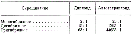 Расщепление по полимерным генам у диплоидных и автотетраплоидных форм