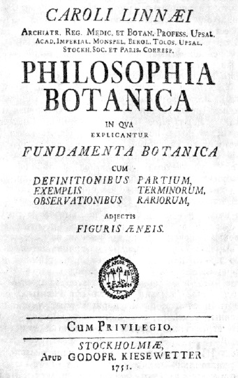 Титульный лист первого издания К. Линнея "Философия ботаники"