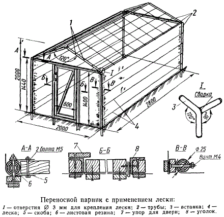 Переносной парник с применением лески