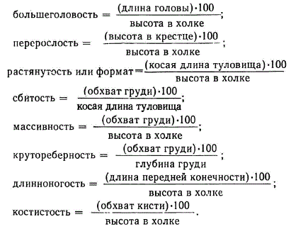 Индексы промеров кабана