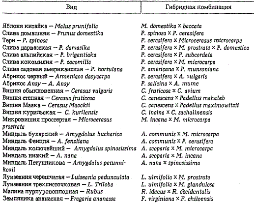 Происхождение гибридогенных видов плодовых и ягодных растений