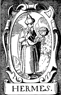 Старинная гравюра, изображающая покровителя алхимиков Гермеса Трижды Величайшего